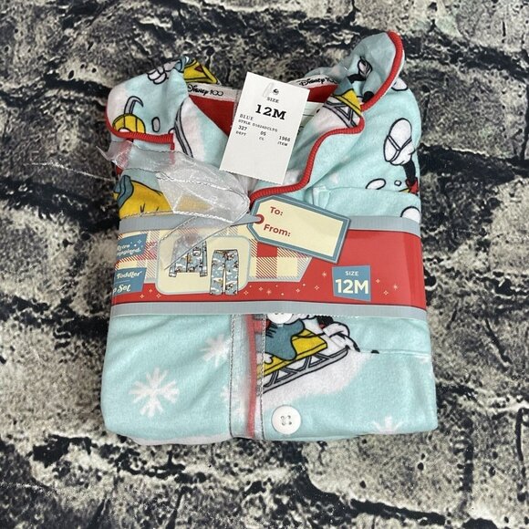 Toddler Disney 12 Months 100 Mickey Mouse Friends Matching Family 2pc Pajama Set - Picture 1 of 10